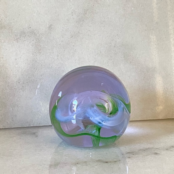 Hand Blown Glass Ball Decor Paperweight - Picture 2 of 7